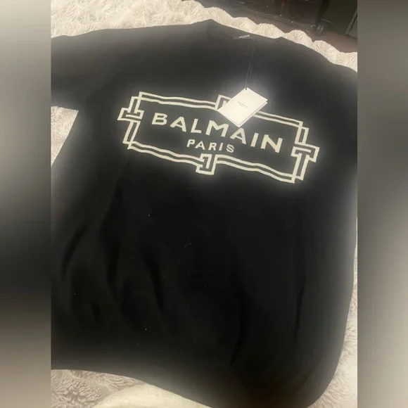Balmain Logo Knit Crewneck Wool Sweater Sz XXL - Picture 5 of 8